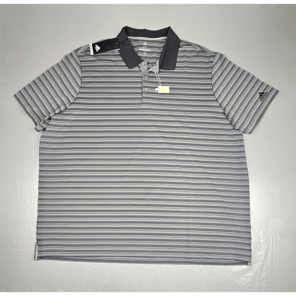 Adidas Ultimate365 Golf Polo Shirt Mens 4XL Gray Striped UPF 50 Casual NWT